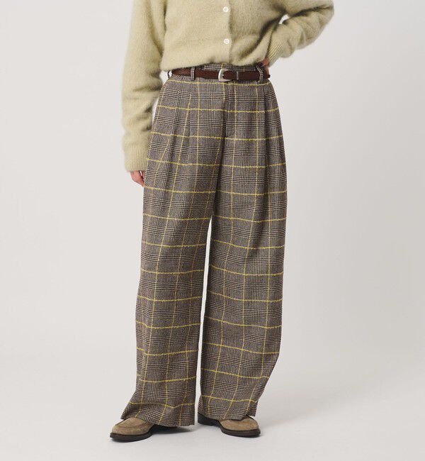 BEAUTY&YOUTH UNITED ARROWS「チェック ワイドタックパンツ」|その他|DK.BROWN