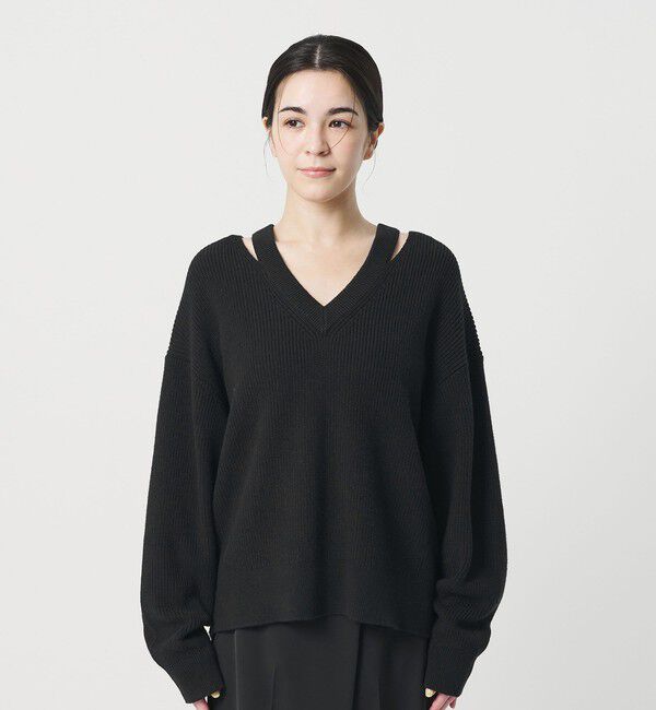 BEAUTY&YOUTH UNITED ARROWS「アゼ スリットVネック ニットプルオーバー ウォッシャブル」|ニット・セーター|