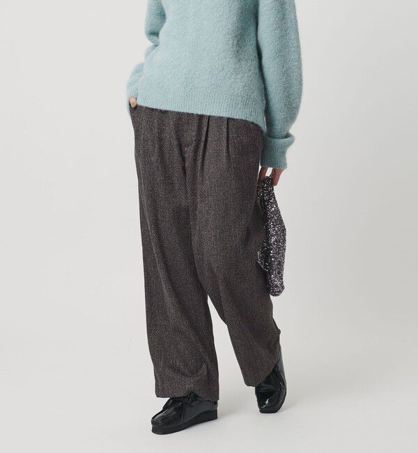 BEAUTY&YOUTH UNITED ARROWS「【WEB限定】裏起毛ヘリンボーン タックワイドパンツ ウォッシャブル」|チノ|