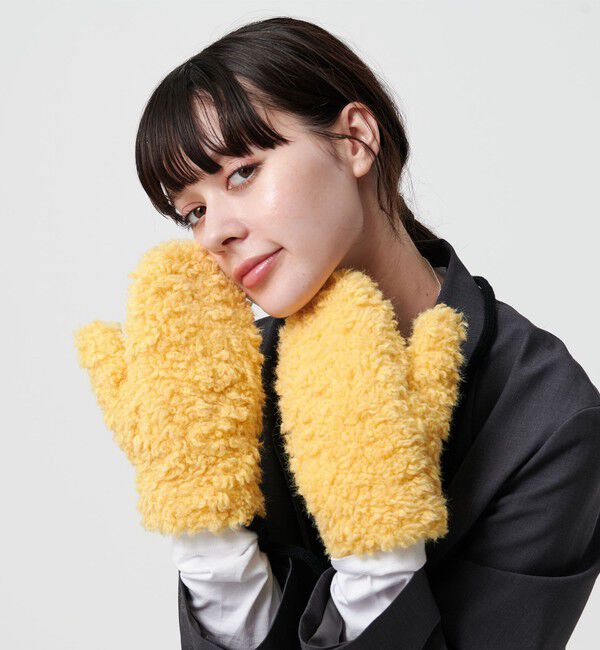 BEAUTY&YOUTH UNITED ARROWS「ストリング ボア ミトン」|手袋|YELLOW
