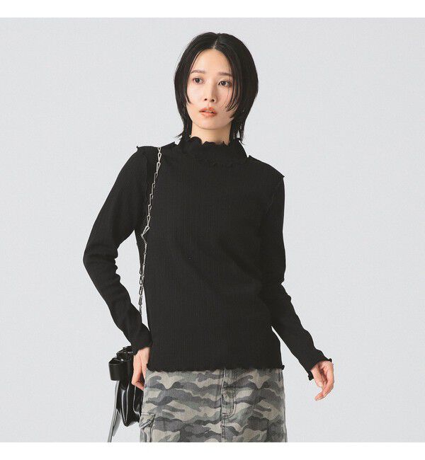 Ray BEAMS 「ランダム リブ メロー ハイネック カットソー」|Tシャツ・カットソー|BLACK