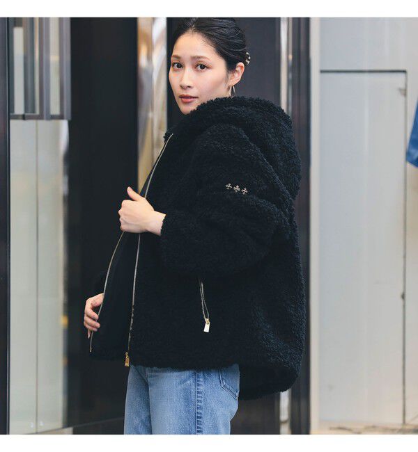 Demi-Luxe BEAMS 「【WEB限定】TATRAS / IPAMA ボア フードジャケット」|ブルゾン・スタジャン|BLACK