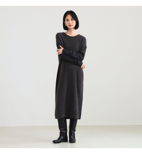 Demi-Luxe BEAMS 「フラッフィ クルーネック ニット ワンピース」|ワンピース|CHARCOAL.GREY