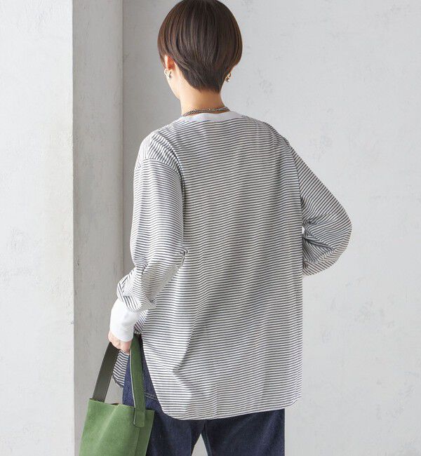 SHIPS for women「ロング リブ スリーブ カットソー  ボーダー / ソリッド」|Tシャツ・カットソー|