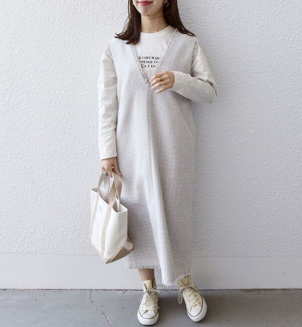 SHIPS any「SHIPS any: ツイード Aライン ジャンパースカート」|ワンピース|