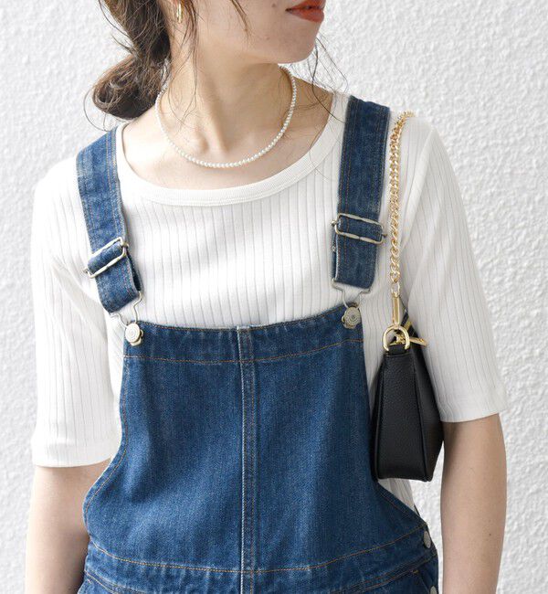 SHIPS any「SHIPS any:〈洗濯機可能〉テレコ リブ ハーフスリーブ TEE」|Tシャツ・カットソー|ホワイト