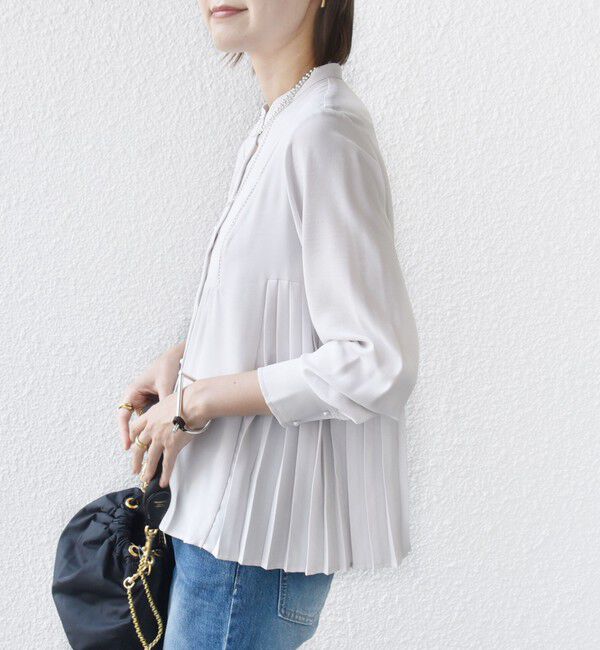 SHIPS for women「《一部追加予約》【WEB限定】〈手洗い可能〉ストレッチ ジョーゼット プリーツ ブラウス」|シャツ・ブラウス|