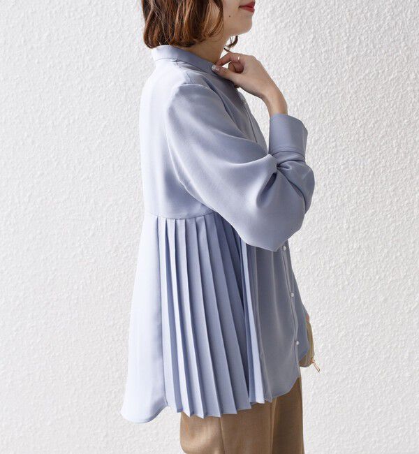SHIPS for women「《一部追加予約》【WEB限定】〈手洗い可能〉ストレッチ ジョーゼット プリーツ ブラウス」|シャツ・ブラウス|