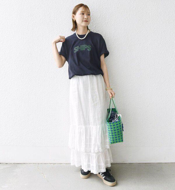 SHIPS for women「【WEB限定】 SHIPS ラウンド プリント ロゴ TEE」|Tシャツ・カットソー|