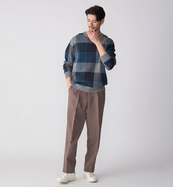 SHIPS「SHIPS:〈手洗い可能〉コットン カシミヤ チェック クルーネック ニット」|ニット・セーター|