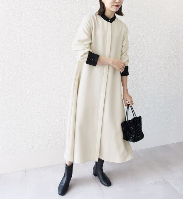 SHIPS any「《一部追加予約》SHIPS any:〈洗濯機可能〉ダブルクロス Aライン シャツワンピース」|ワンピース|オフホワイト