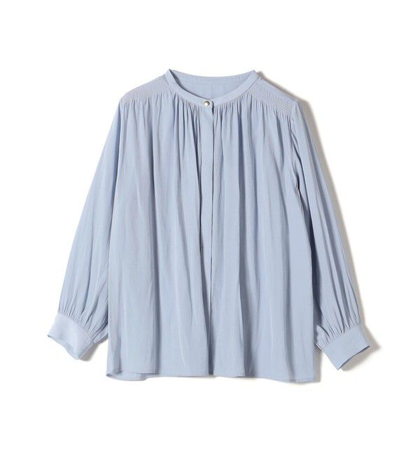 SHIPS Colors 「SHIPS Colors:〈洗濯機可能〉サテン ギャザー シャツ◇」|シャツ・ブラウス|ライトブルー