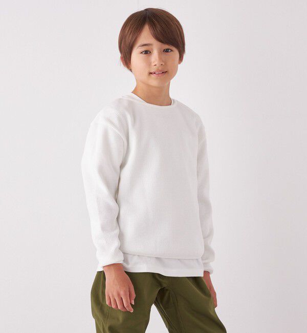 SHIPS any「SHIPS any: ランドヘム ワッフル ロングスリーブ Tシャツ<KIDS>」|Tシャツ・カットソー|