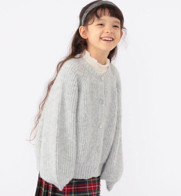 SHIPS KIDS「SHIPS KIDS:100～140cm / ＜手洗い可能＞ 5G 畔ニット カーディガン」|カーディガン|ライトグレー