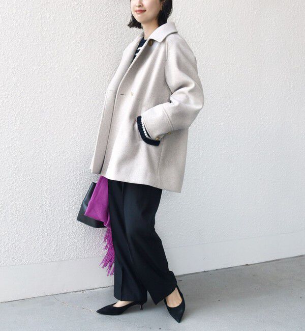 SHIPS for women「【WEB限定】〈手洗い可能〉ウール ライク ジャージー メルトン 2WAY Pコート」|ピーコート|
