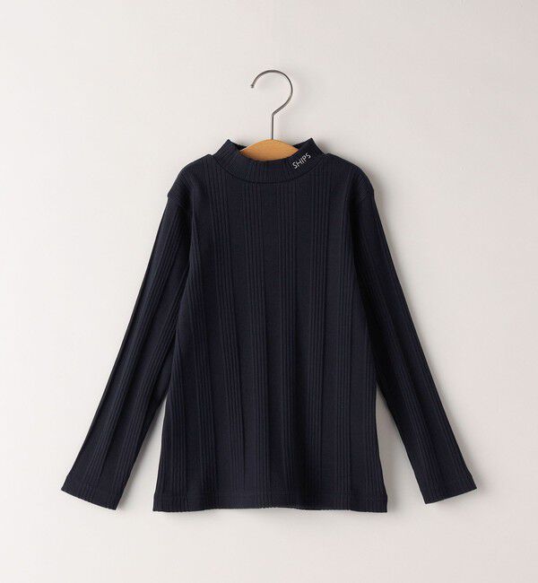 SHIPS KIDS「SHIPS KIDS:100～130cm / ランダム リブ ハイネック カットソー」|Tシャツ・カットソー|ネイビー