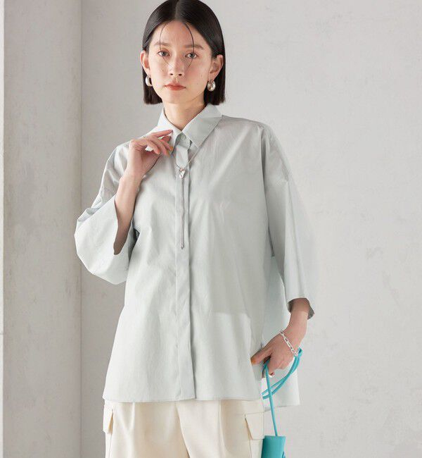 SHIPS for women「SHIPS Primary Navy Label:〈手洗い可能〉レギュラー カラー ワイド シャツ」|シャツ・ブラウス|