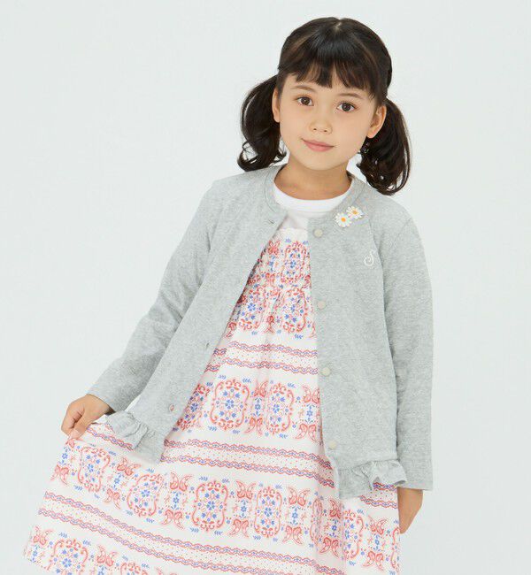 SHIPS Colors 「SHIPS Colors:シャーリング アイレット カーディガン(80~130cm)」|カーディガン|グレー