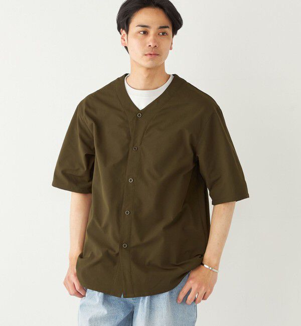 SHIPS Colors 「SHIPS Colors:〈洗濯機可能〉MoveFit(R) ノーカラー ショートスリーブ シャツ」|シャツ・ブラウス|