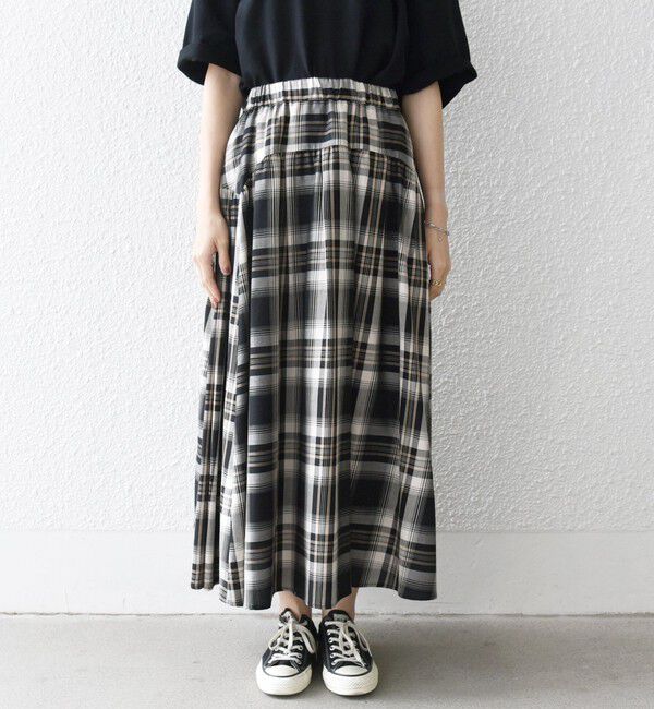 SHIPS any「SHIPS any:〈洗濯機可能〉ペール チェック ギャザー フレア スカート」|スカート|