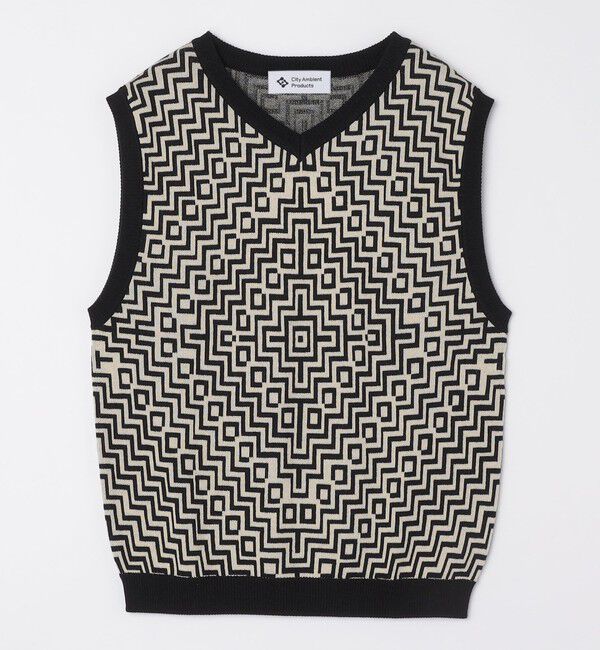 SHIPS「City Ambient Products:〈手洗い可能〉ジオメトリック ジャカード ニット ベスト」|ベスト・ジレ|