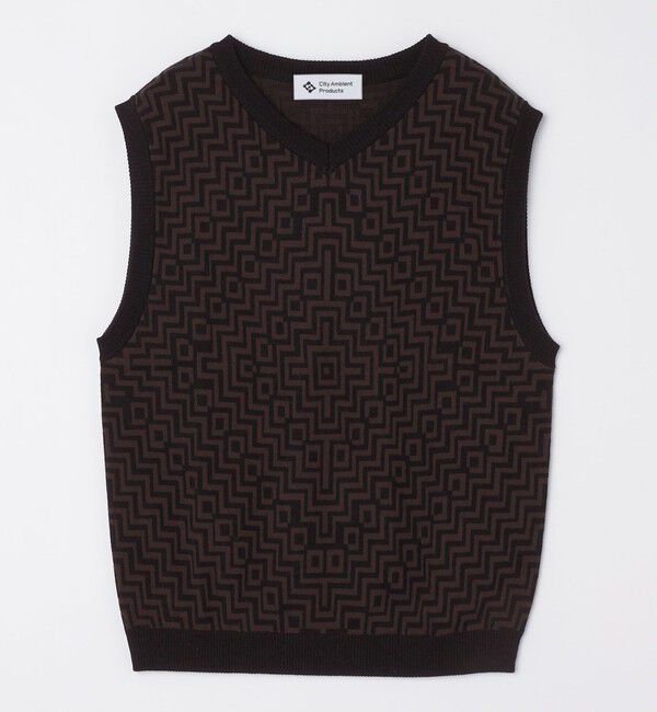 SHIPS「City Ambient Products:〈手洗い可能〉ジオメトリック ジャカード ニット ベスト」|ベスト・ジレ|