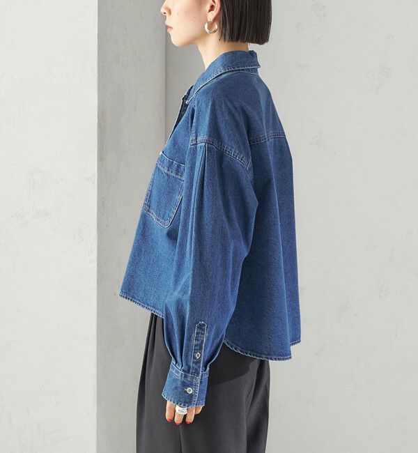 SHIPS for women「〈洗濯機可能〉ショート丈 デニム シャツ」|シャツ・ブラウス|