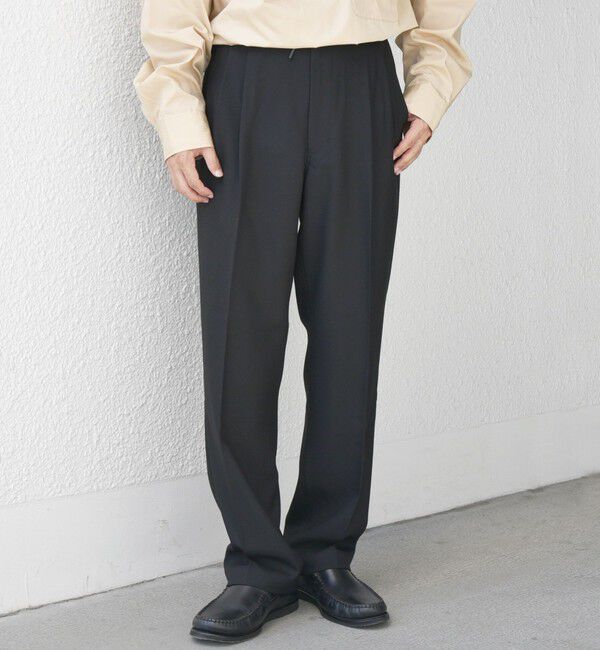 SHIPS any「SHIPS any: 〈洗濯機可能〉チェック & ソリッド 2タック セミワイド イージー パンツ◇」|チノ|ブラック