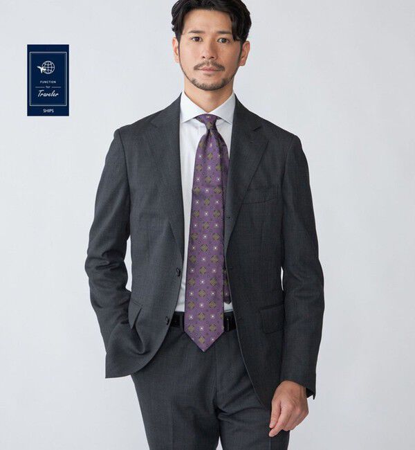 SHIPS「SHIPS:〈FUNCTION/洗濯機可能〉ウォッシャブル バーズアイ ジャケット(セットアップ対応)」|テーラードジャケット|チャコールグレー