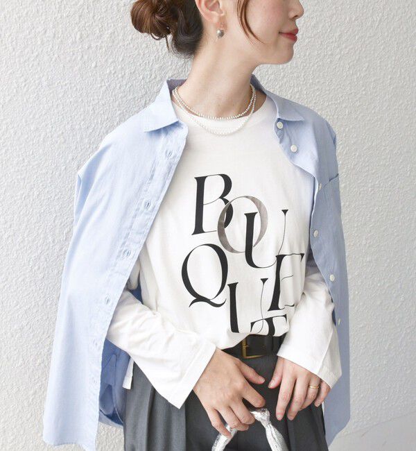 SHIPS for women「【WEB限定】バリエーション ロゴ プリント ロングスリーブ TEE」|Tシャツ・カットソー|オフホワイト