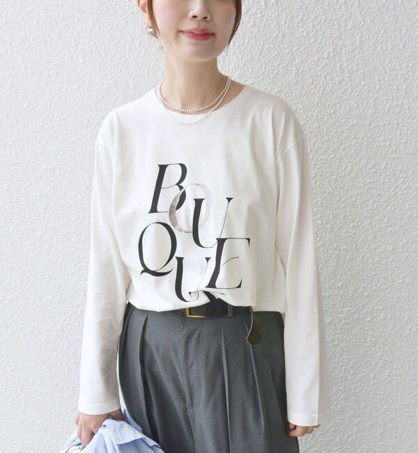 SHIPS for women「【WEB限定】バリエーション ロゴ プリント ロングスリーブ TEE」|Tシャツ・カットソー|