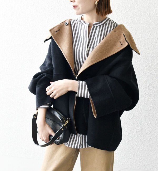 SHIPS any「《一部追加予約》【WEB限定】SHIPS any: リバー スタンドカラー ポンチョ ショート コート」|その他|