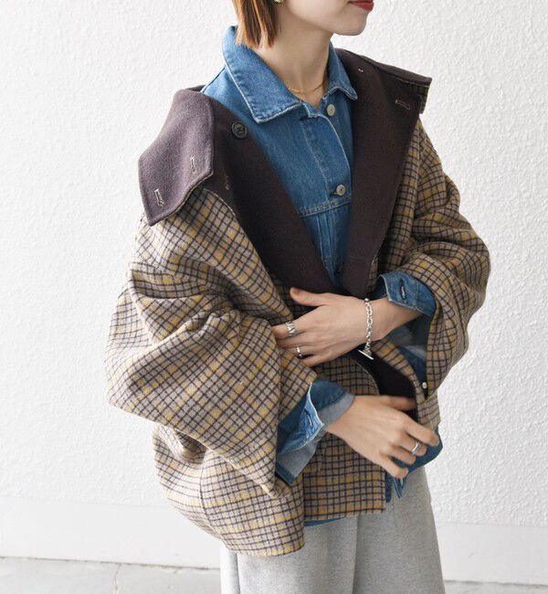 SHIPS any「《一部追加予約》【WEB限定】SHIPS any: リバー スタンドカラー ポンチョ ショート コート」|その他|