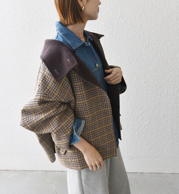 SHIPS any「《一部追加予約》【WEB限定】SHIPS any: リバー スタンドカラー ポンチョ ショート コート」|その他|