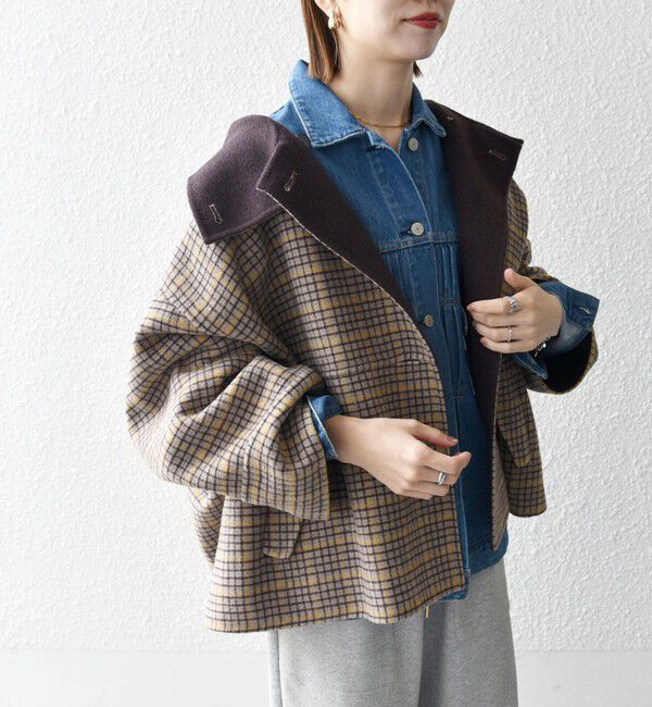 SHIPS any「《一部追加予約》【WEB限定】SHIPS any: リバー スタンドカラー ポンチョ ショート コート」|その他|