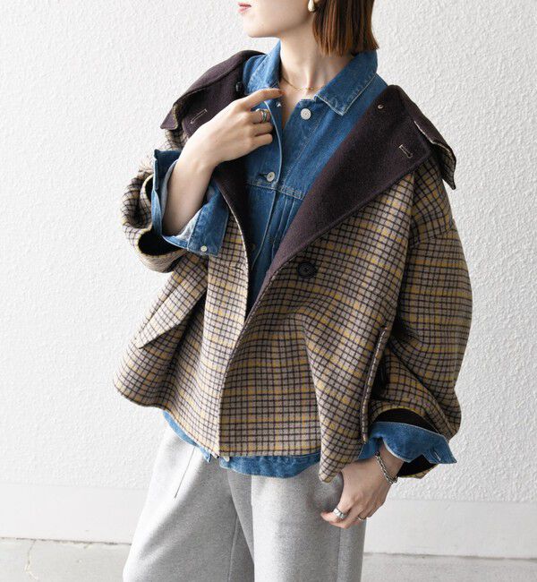 SHIPS any「《一部追加予約》【WEB限定】SHIPS any: リバー スタンドカラー ポンチョ ショート コート」|その他|