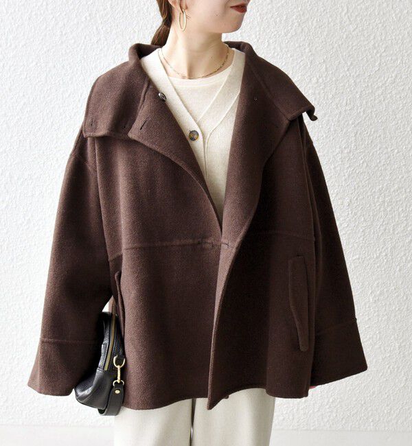 SHIPS any「《一部追加予約》【WEB限定】SHIPS any: リバー スタンドカラー ポンチョ ショート コート」|その他|