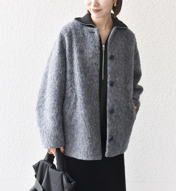 SHIPS any「《一部追加予約》SHIPS any: シャギー ノーカラー コクーン コート」|ノーカラーコート|