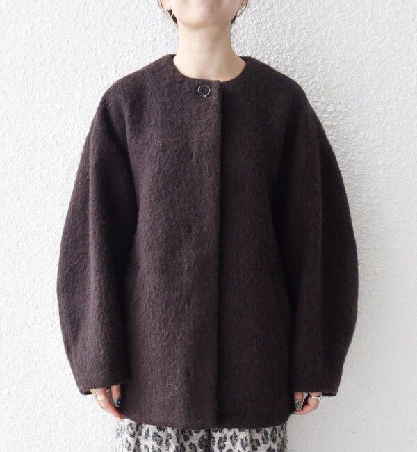 SHIPS any「《一部追加予約》SHIPS any: シャギー ノーカラー コクーン コート」|ノーカラーコート|