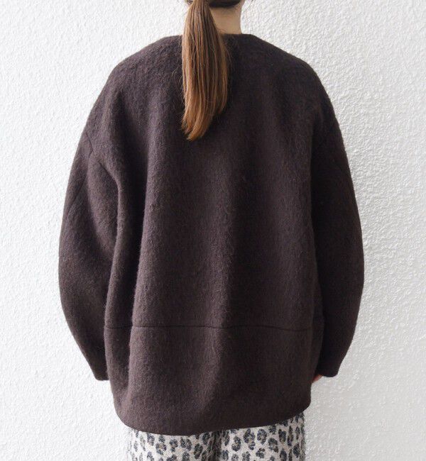 SHIPS any「《一部追加予約》SHIPS any: シャギー ノーカラー コクーン コート」|ノーカラーコート|