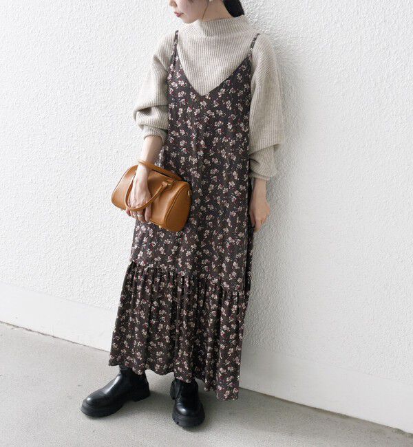 SHIPS any「SHIPS any:〈手洗い可能〉TROUILLET プチ フラワー フレア キャミワンピース」|ワンピース|ネイビー