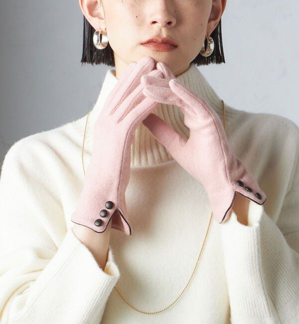 SHIPS for women「カシミヤ ミックス ジャージ グローブ」|手袋|ライトピンク