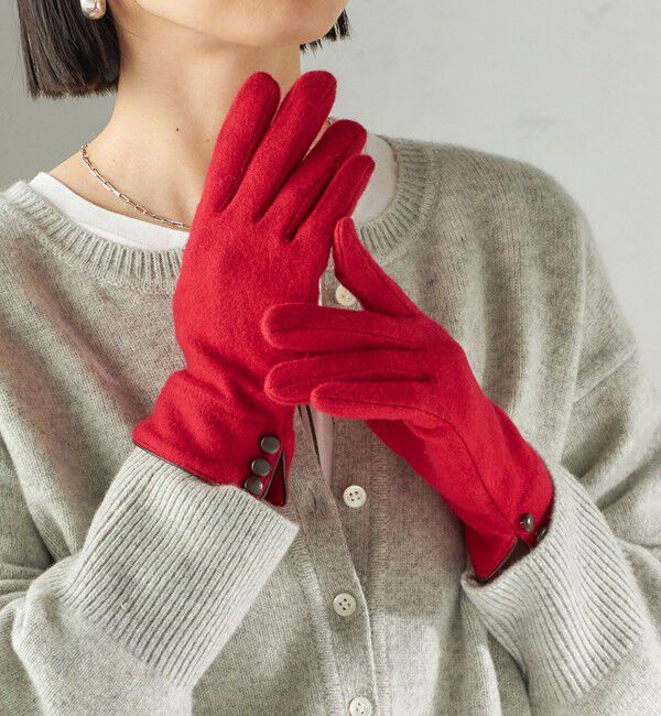 SHIPS for women「カシミヤ ミックス ジャージ グローブ」|手袋|レッド