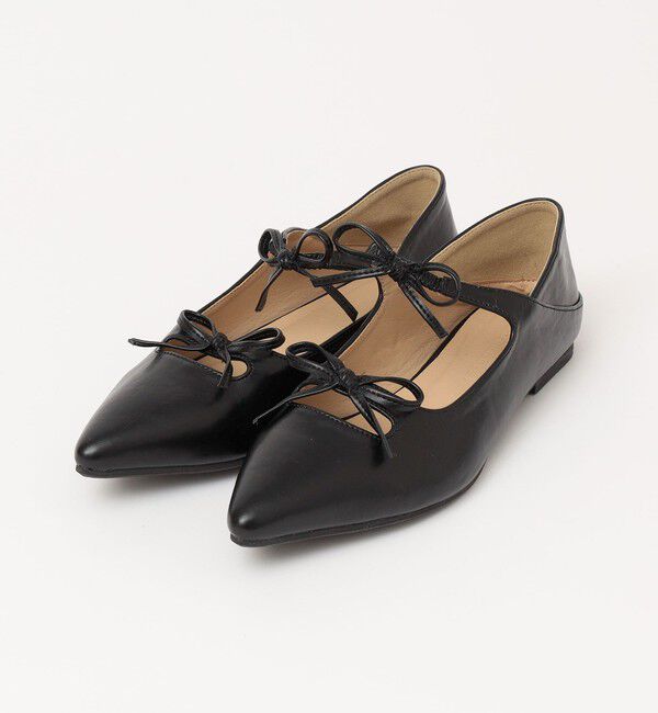 quaranciel「quaranciel: リボン ポインテッド トゥ フラット シューズ」|パンプス|