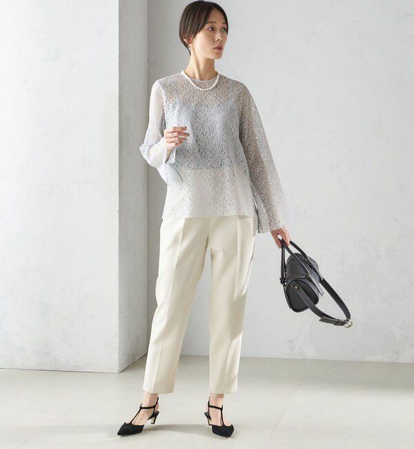 SHIPS for women「〈手洗い可能〉クルーネック レース ブラウス」|シャツ・ブラウス|