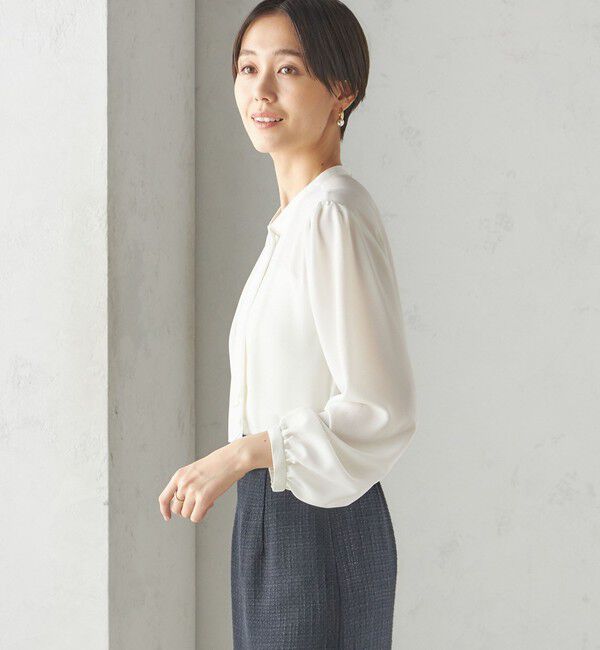 SHIPS for women「〈手洗い可能〉ボウタイ ソリッド 長袖 ブラウス」|シャツ・ブラウス|