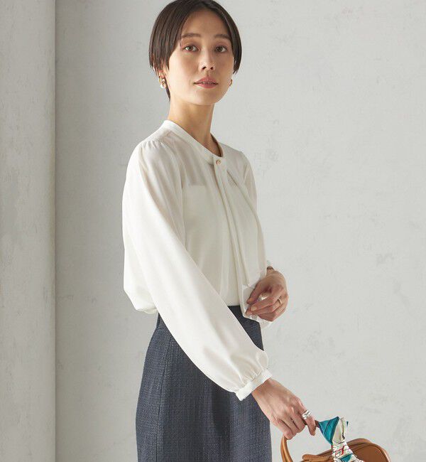 SHIPS for women「〈手洗い可能〉ボウタイ ソリッド 長袖 ブラウス」|シャツ・ブラウス|