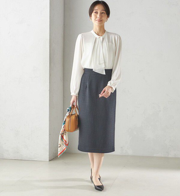 SHIPS for women「〈手洗い可能〉ボウタイ ソリッド 長袖 ブラウス」|シャツ・ブラウス|