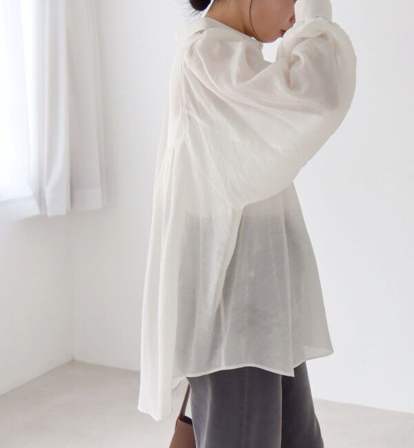 quaranciel「quaranciel:〈洗濯機可能〉シアー ボリュームスリーブ ヨーク ギャザー シャツ ブラウス」|シャツ・ブラウス|