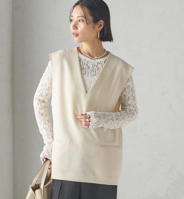 SHIPS for women「〈手洗い可能〉プルオーバー ベスト（セットアップ対応）」|ベスト・ジレ|オフホワイト